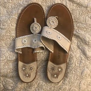 White and Tan Jack Rogers Sandals